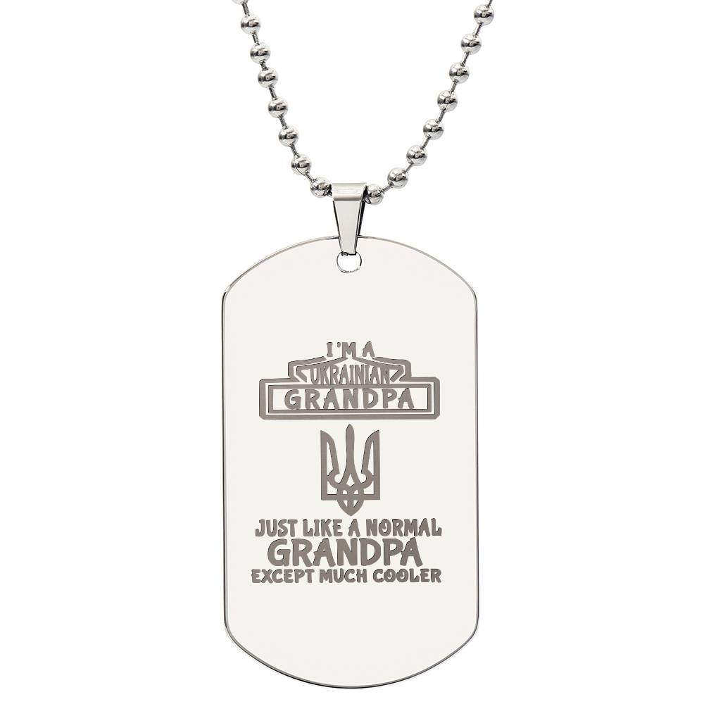 Ukrainian Grandpa - Engraved Dog Tag Necklace