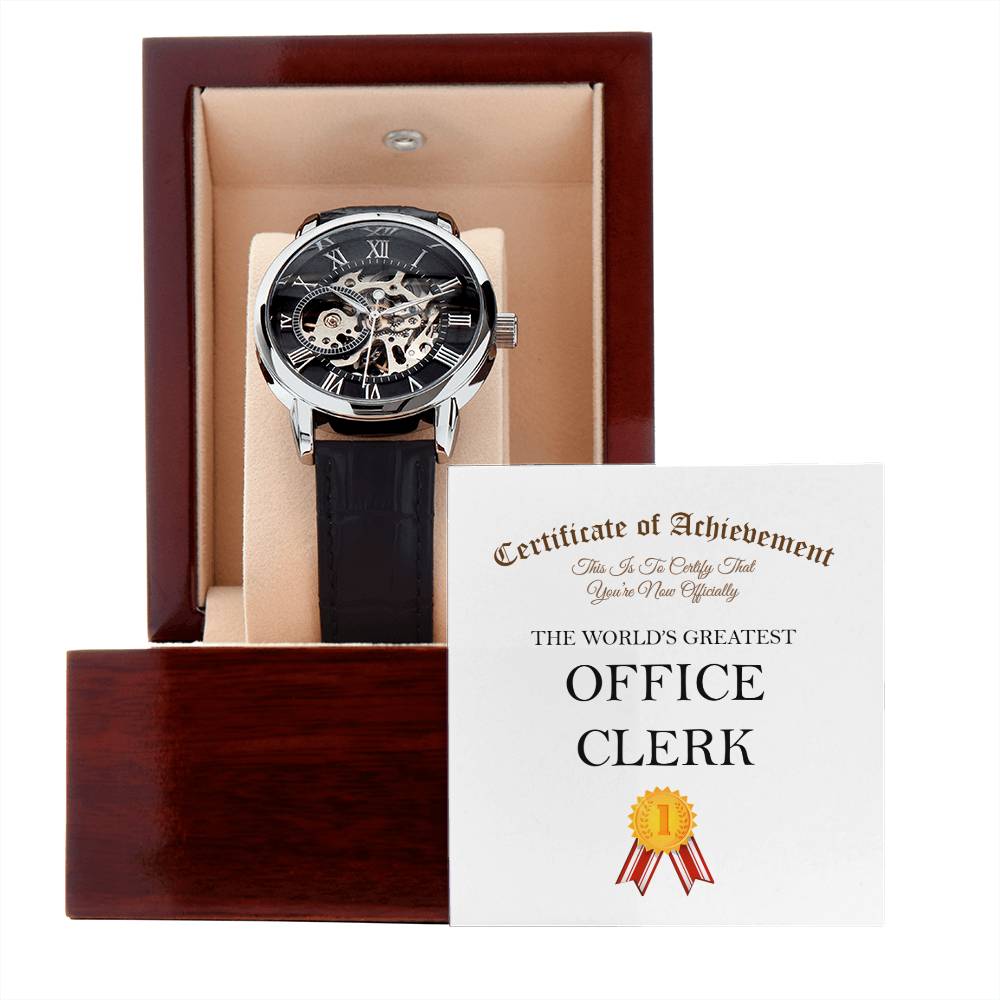 World's Greatest Office Clerk - Men's Openwork Watch