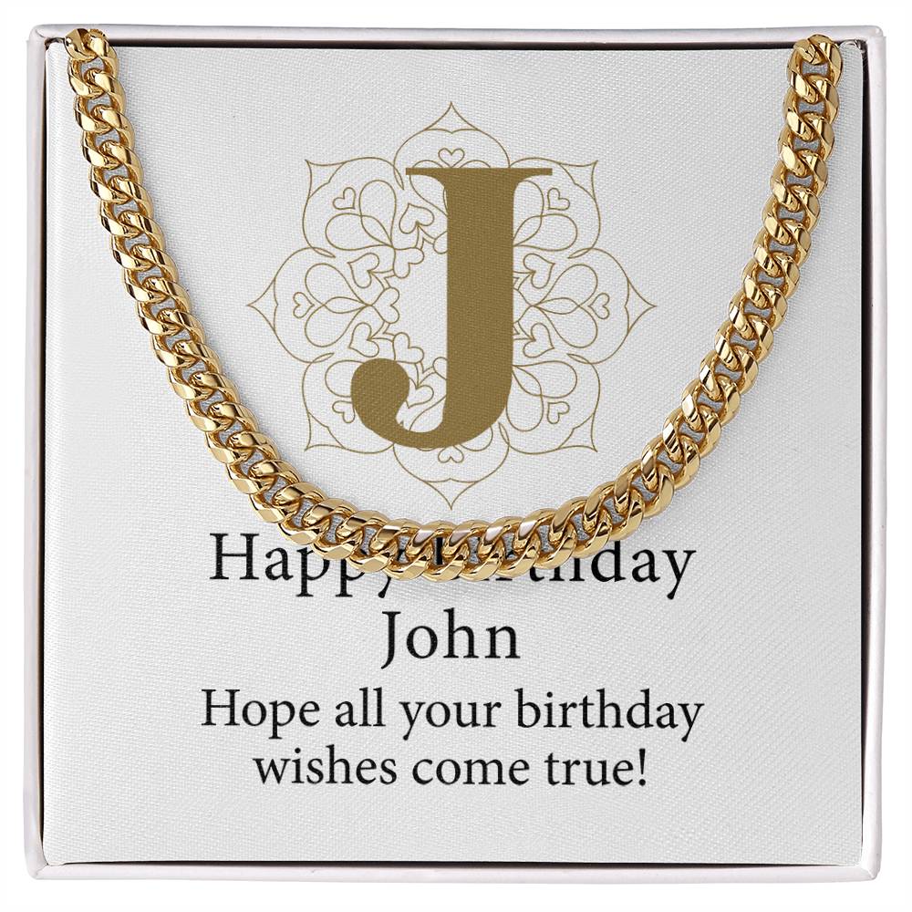 Happy Birthday John v01 - 14k Gold Finished Cuban Link Chain