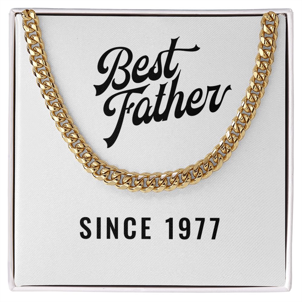Best Father Since 1977 - 14k Gold Finished Cuban Link Chain