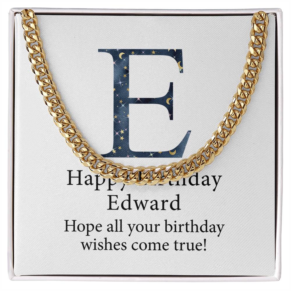 Happy Birthday Edward v03 - 14k Gold Finished Cuban Link Chain