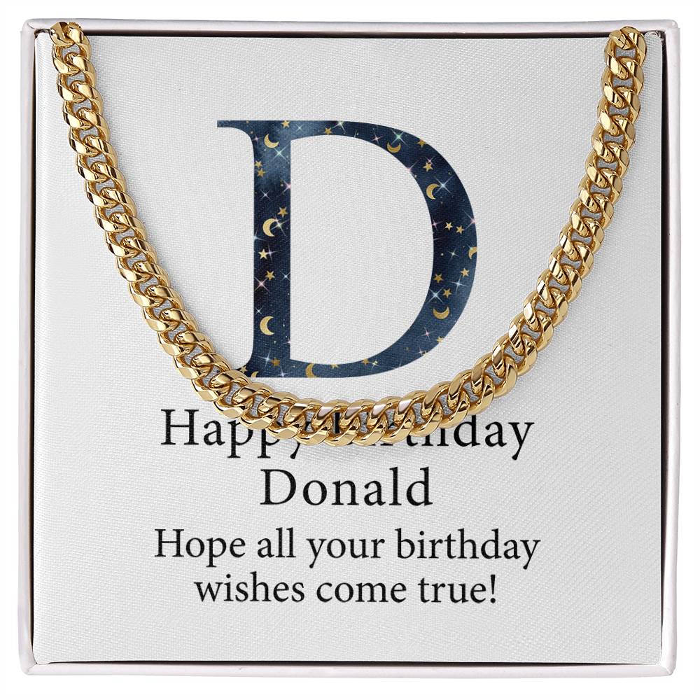 Happy Birthday Donald v03 - 14k Gold Finished Cuban Link Chain