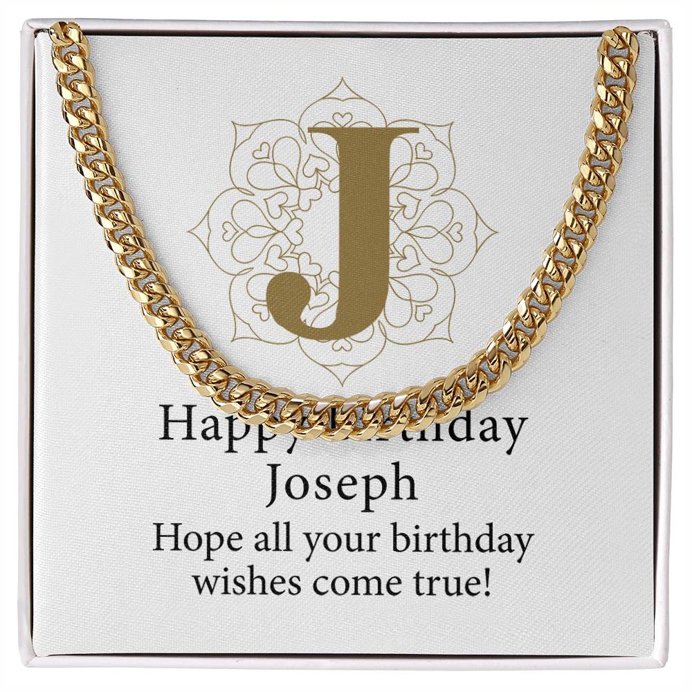 Happy Birthday Joseph v01 - 14k Gold Finished Cuban Link Chain