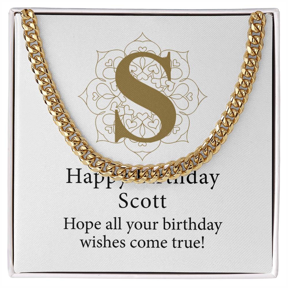 Happy Birthday Scott v01 - 14k Gold Finished Cuban Link Chain