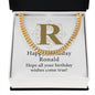 Happy Birthday Ronald v01 - 14k Gold Finished Cuban Link Chain