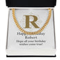 Happy Birthday Robert v01 - 14k Gold Finished Cuban Link Chain