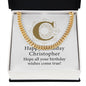 Happy Birthday Christopher v01 - 14k Gold Finished Cuban Link Chain