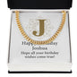 Happy Birthday Joshua v01 - 14k Gold Finished Cuban Link Chain