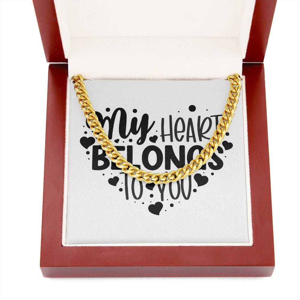 My Heart Belongs To You v2 - 14k Gold Finished Cuban Link Chain With Mahogany Style Luxury Box