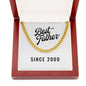 Best Father Since 2000 - 14k Gold Finished Cuban Link Chain With Mahogany Style Luxury Box