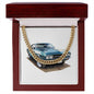 Muscle Car 05 - 14k Gold Finished Cuban Link Chain With Mahogany Style Luxury Box