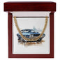 Muscle Car 02 - 14k Gold Finished Cuban Link Chain With Mahogany Style Luxury Box