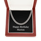 Happy Birthday Marion v2 - Cuban Link Chain With Mahogany Style Luxury Box