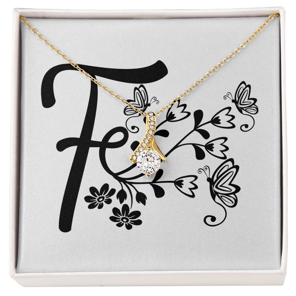 Botanical Monogram F - 18K Yellow Gold Finish Alluring Beauty Necklace