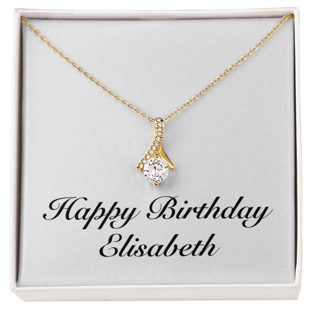 Happy Birthday Elisabeth - 18K Yellow Gold Finish Alluring Beauty Necklace