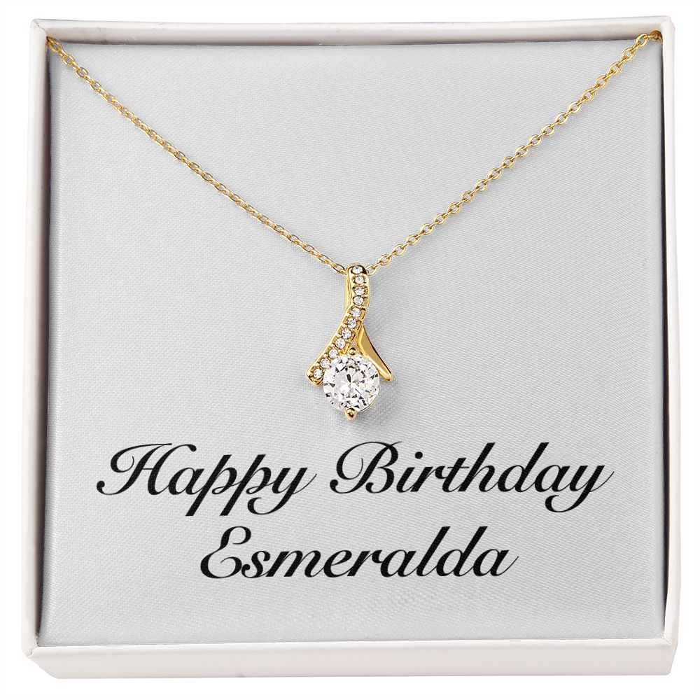 Happy Birthday Esmeralda - 18K Yellow Gold Finish Alluring Beauty Necklace