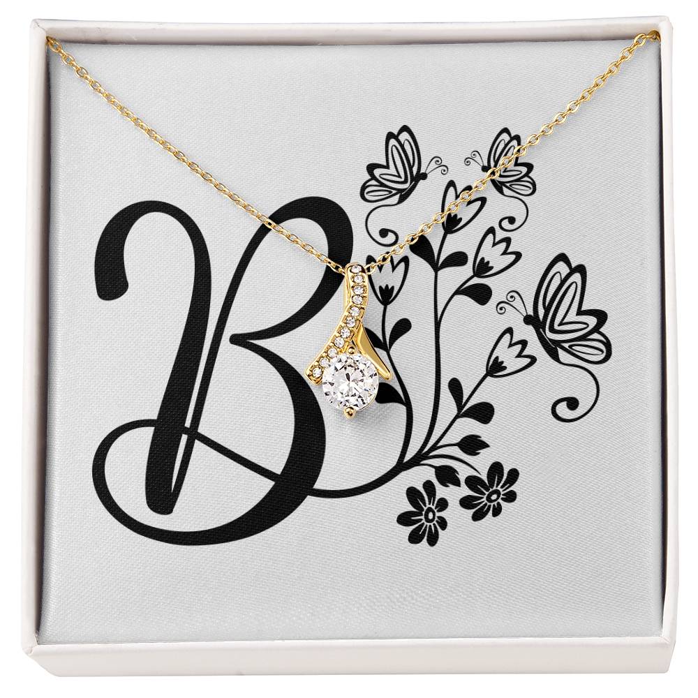 Botanical Monogram B - 18K Yellow Gold Finish Alluring Beauty Necklace