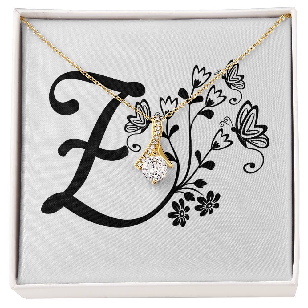 Botanical Monogram Z - 18K Yellow Gold Finish Alluring Beauty Necklace