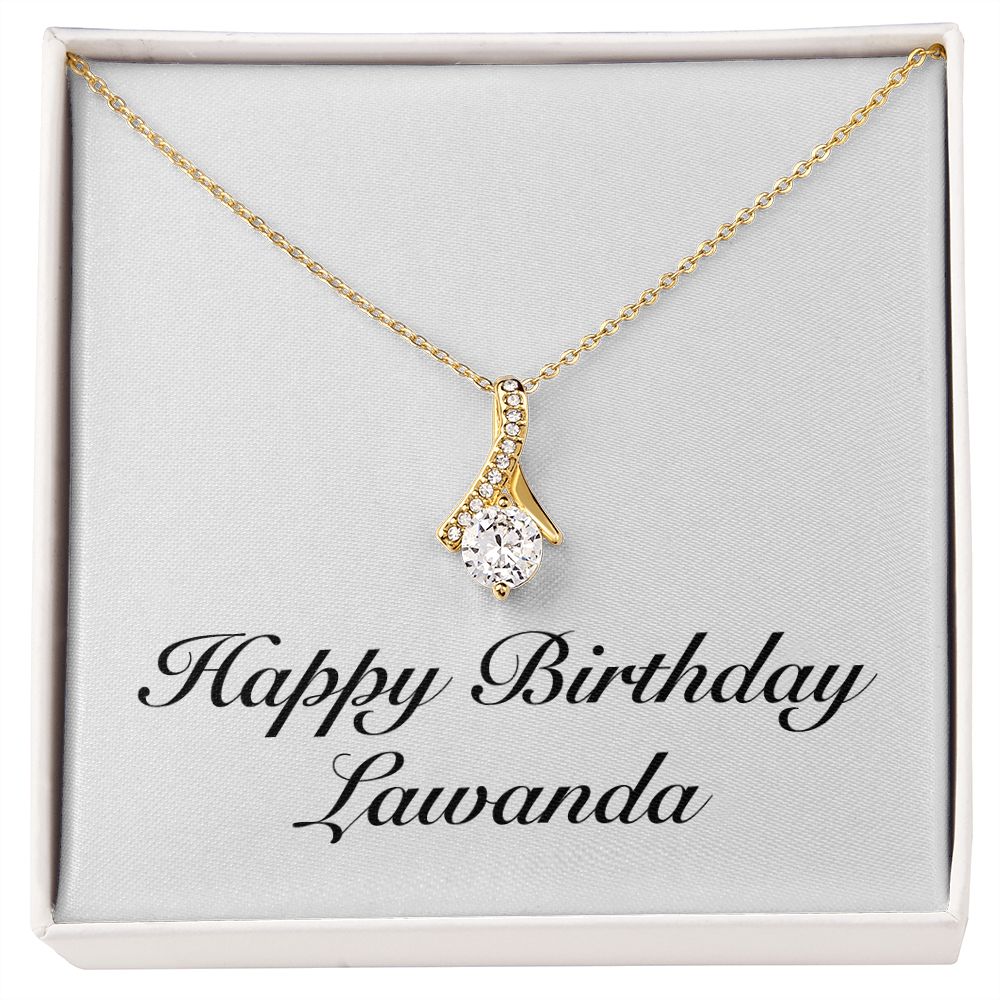 Happy Birthday Lawanda - 18K Yellow Gold Finish Alluring Beauty Necklace