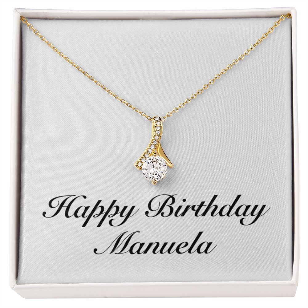 Happy Birthday Manuela - 18K Yellow Gold Finish Alluring Beauty Necklace
