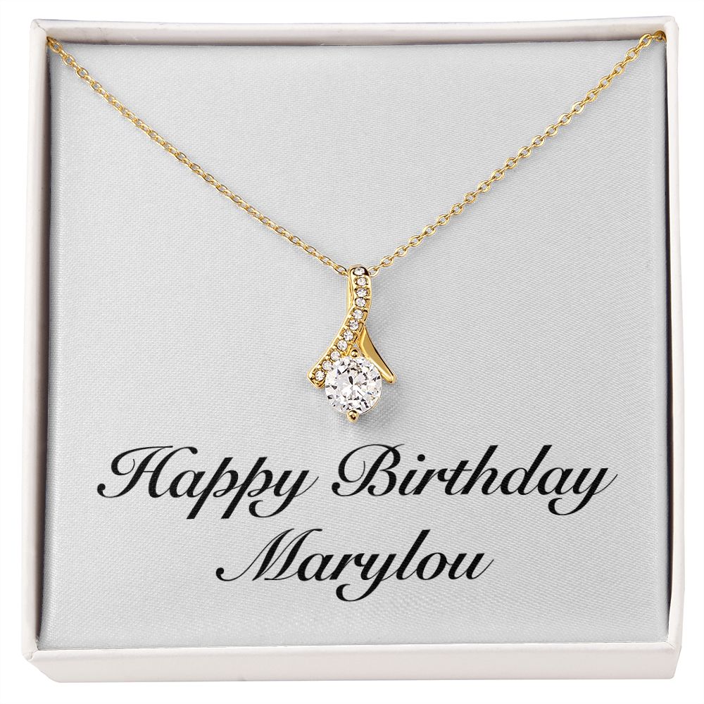 Happy Birthday Marylou - 18K Yellow Gold Finish Alluring Beauty Necklace