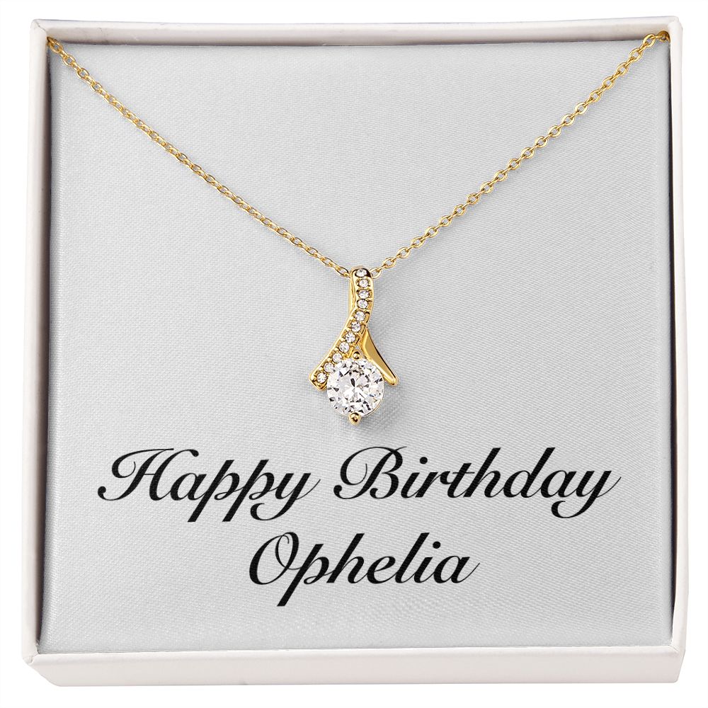 Happy Birthday Ophelia - 18K Yellow Gold Finish Alluring Beauty Necklace
