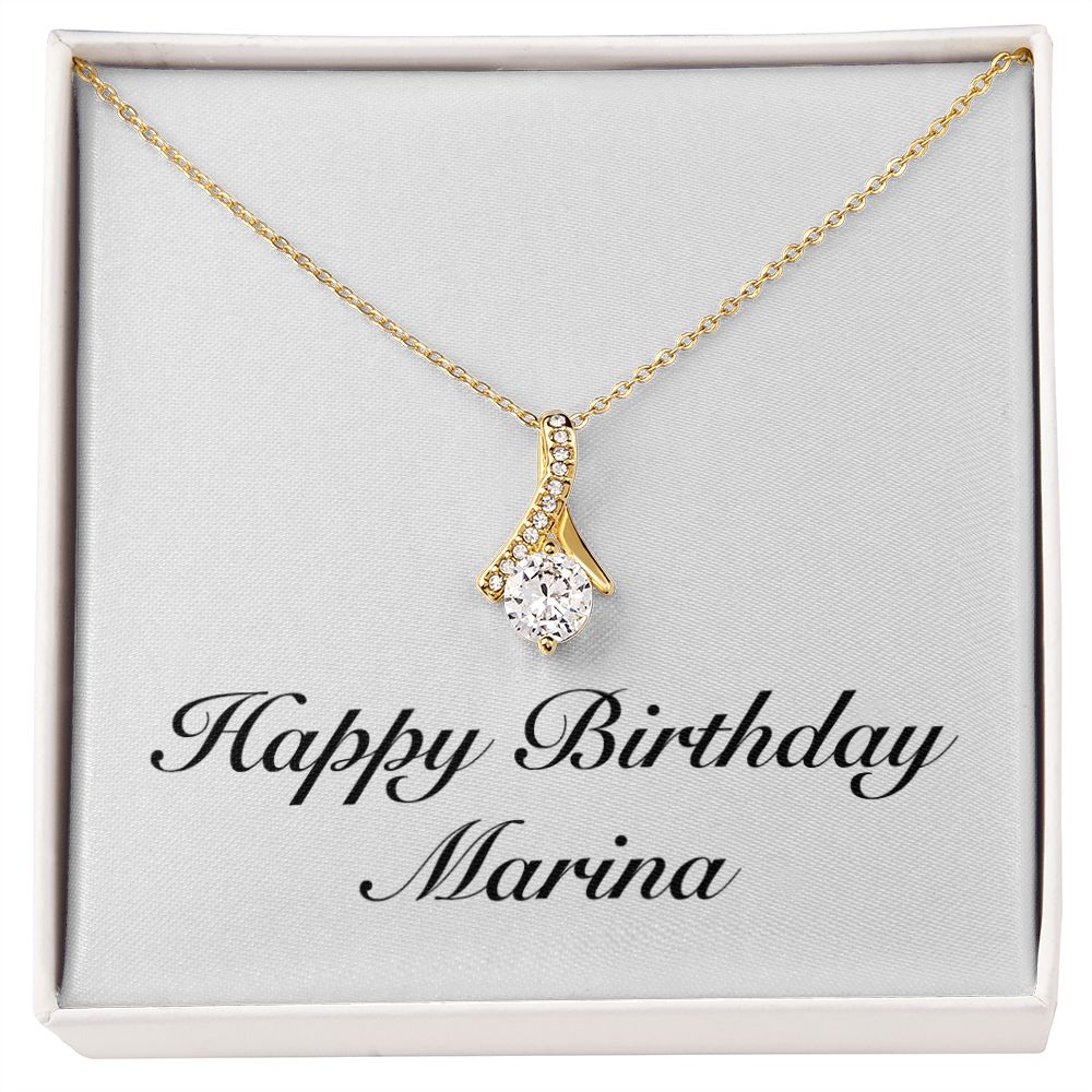 Happy Birthday Marina - 18K Yellow Gold Finish Alluring Beauty Necklace