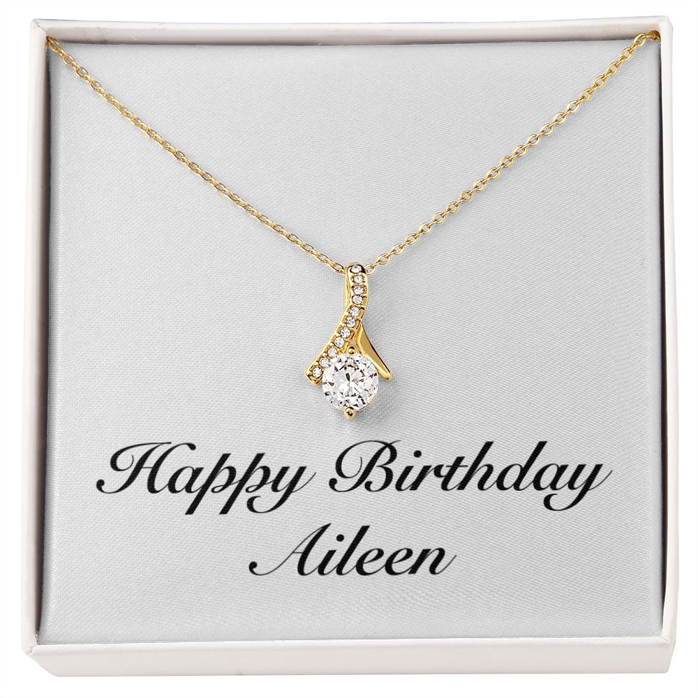 Happy Birthday Aileen - 18K Yellow Gold Finish Alluring Beauty Necklace