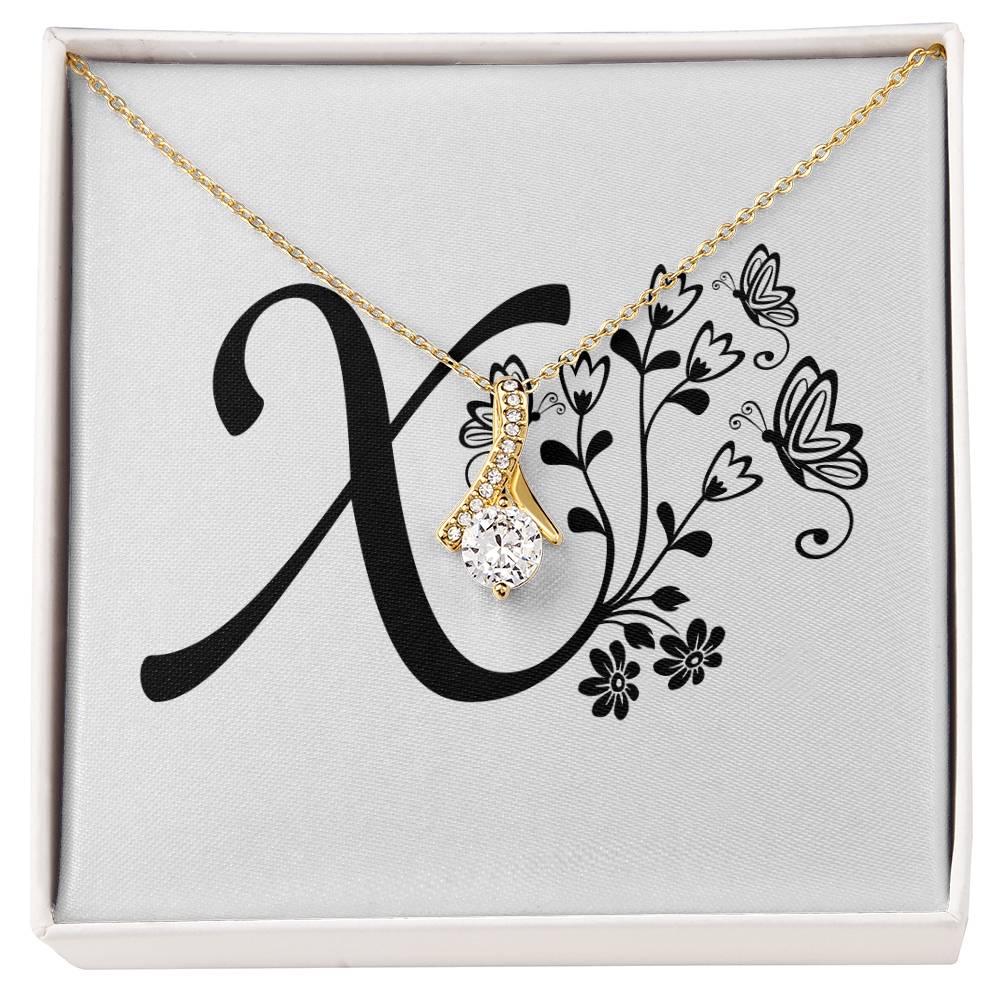 Botanical Monogram X - 18K Yellow Gold Finish Alluring Beauty Necklace