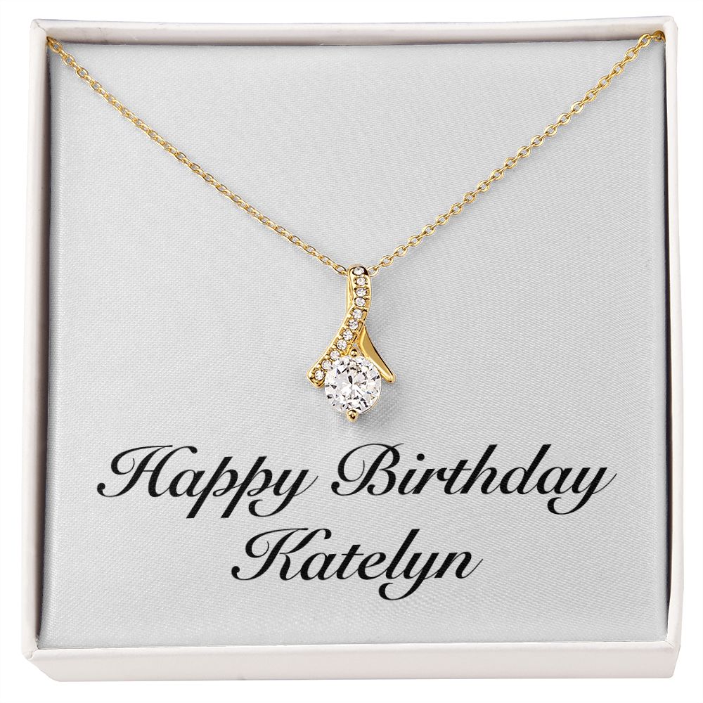Happy Birthday Katelyn - 18K Yellow Gold Finish Alluring Beauty Necklace