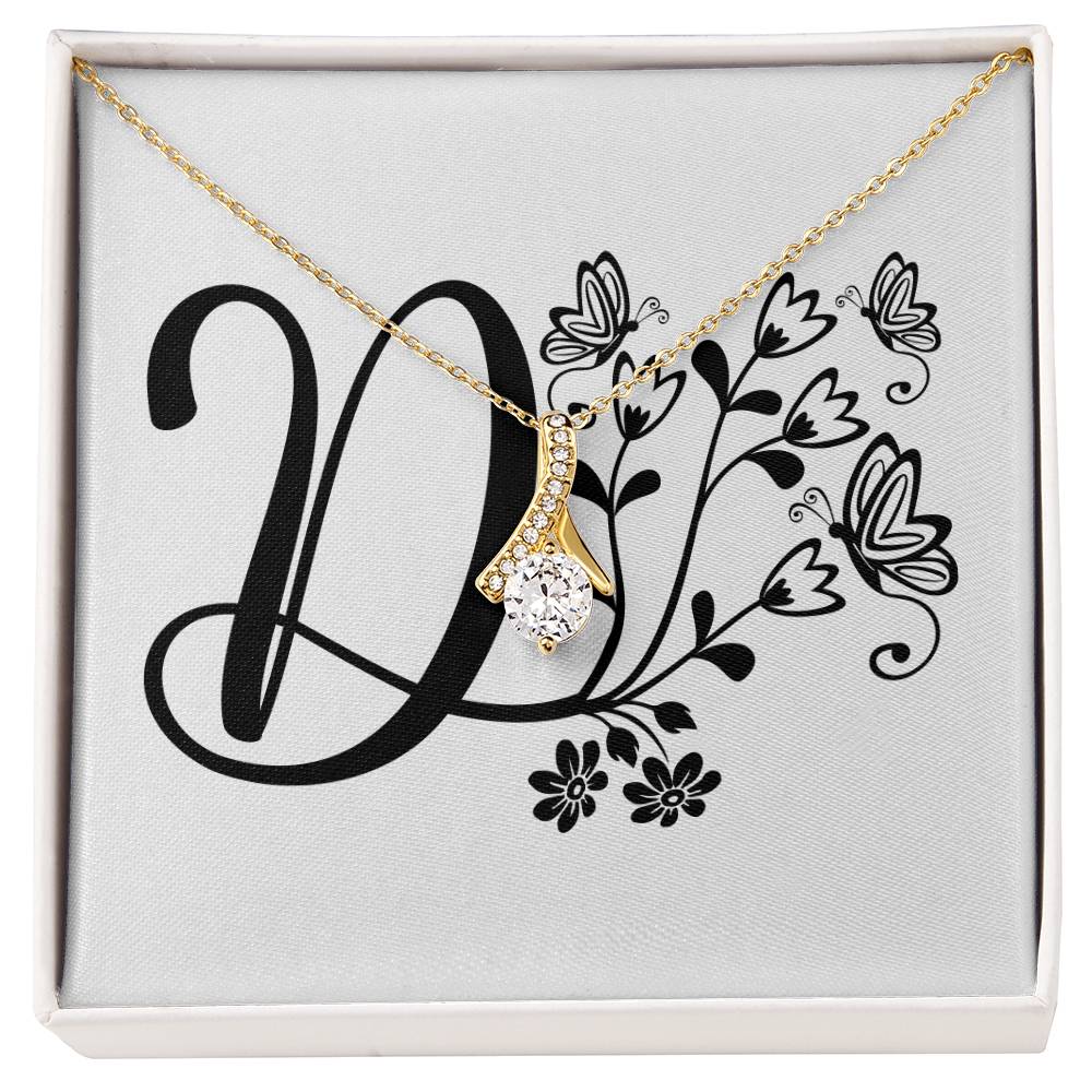 Botanical Monogram D - 18K Yellow Gold Finish Alluring Beauty Necklace