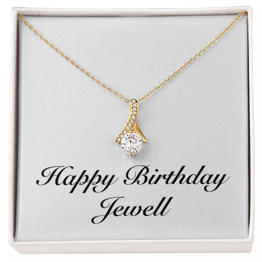 Happy Birthday Jewell - 18K Yellow Gold Finish Alluring Beauty Necklace