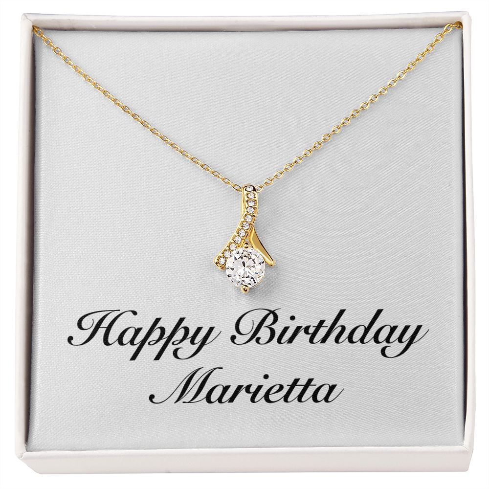 Happy Birthday Marietta - 18K Yellow Gold Finish Alluring Beauty Necklace