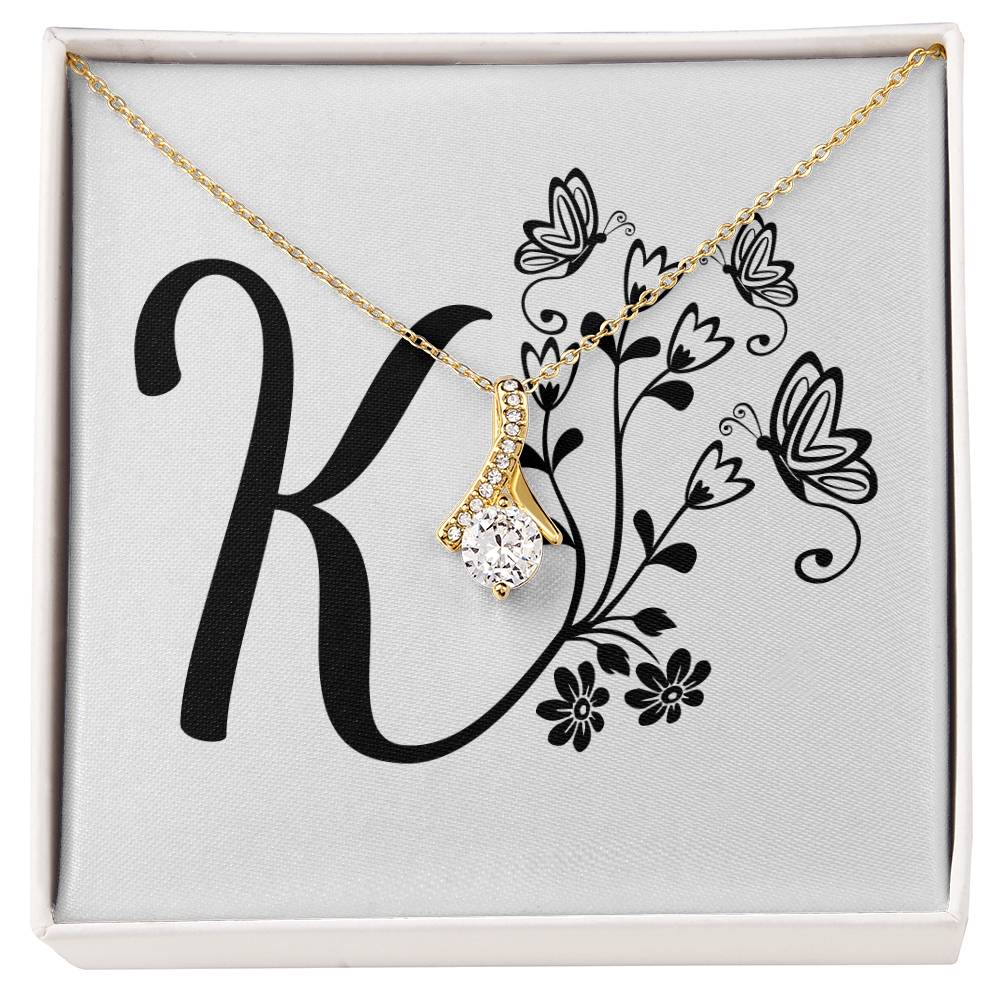 Botanical Monogram K - 18K Yellow Gold Finish Alluring Beauty Necklace