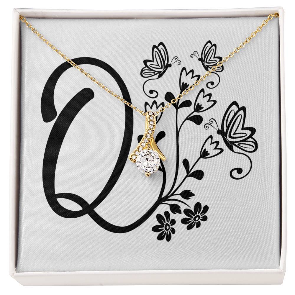 Botanical Monogram Q - 18K Yellow Gold Finish Alluring Beauty Necklace