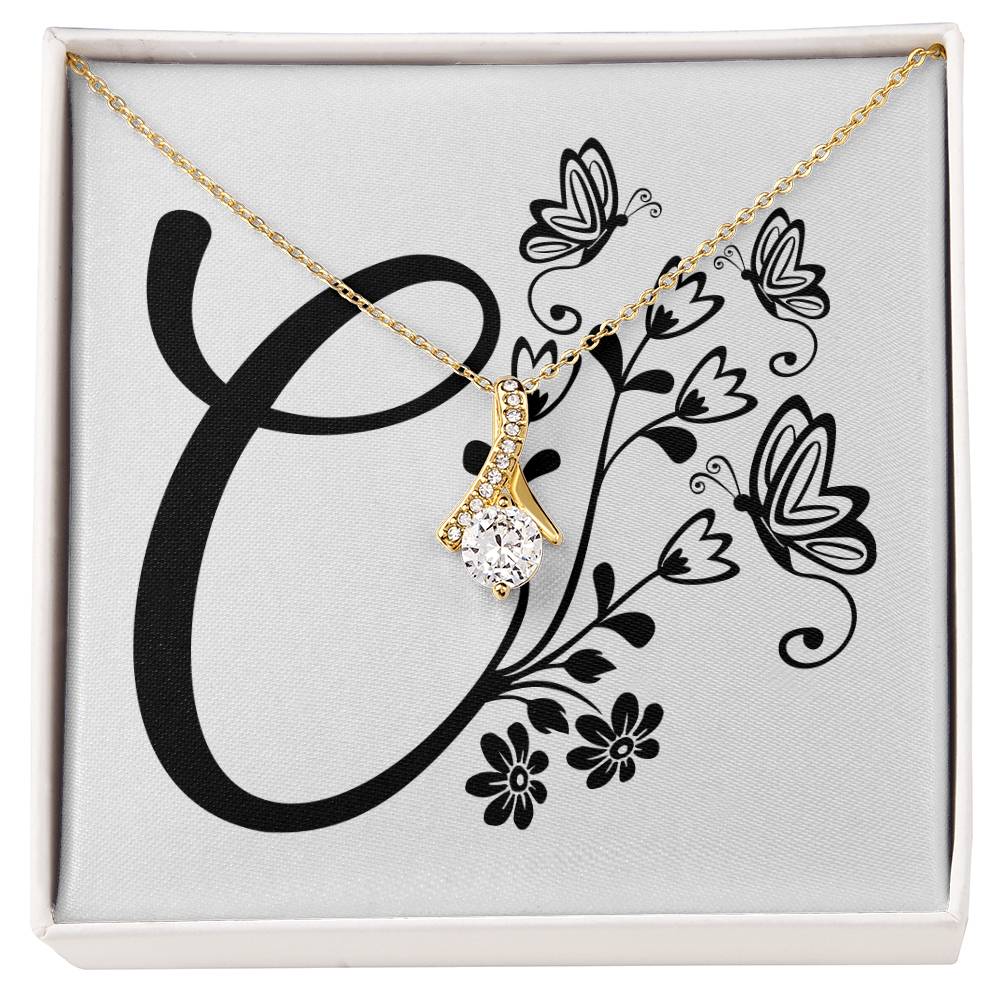 Botanical Monogram C - 18K Yellow Gold Finish Alluring Beauty Necklace
