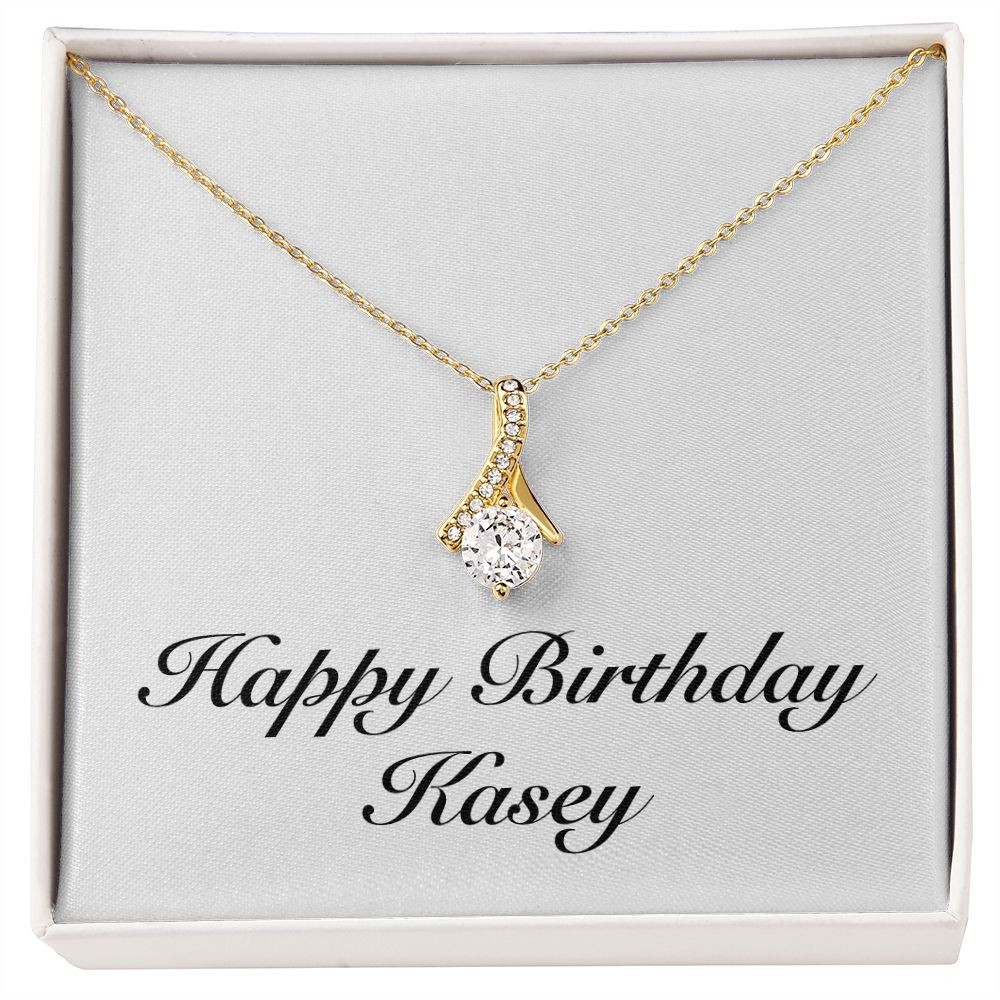 Happy Birthday Kasey - 18K Yellow Gold Finish Alluring Beauty Necklace