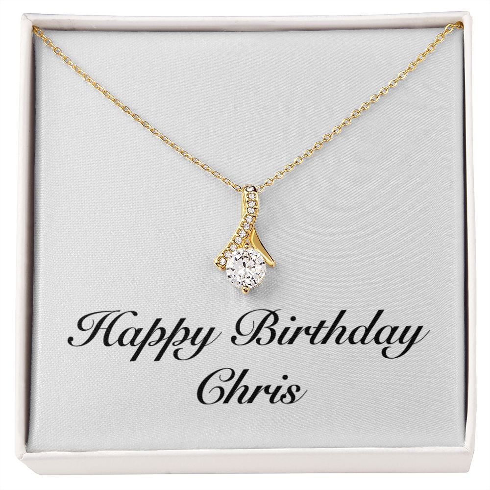 Happy Birthday Chris - 18K Yellow Gold Finish Alluring Beauty Necklace