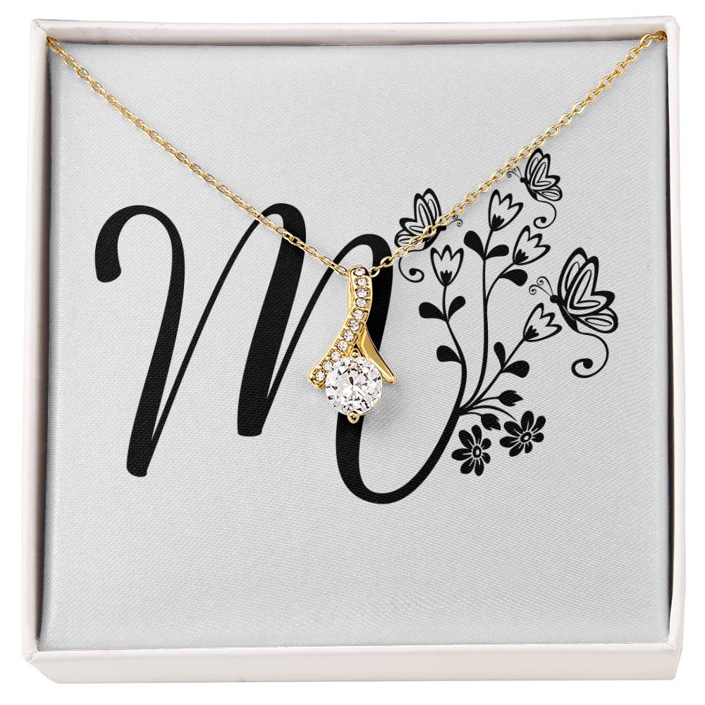 Botanical Monogram M - 18K Yellow Gold Finish Alluring Beauty Necklace