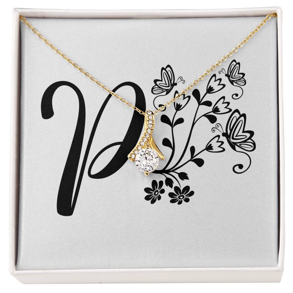 Botanical Monogram P - 18K Yellow Gold Finish Alluring Beauty Necklace