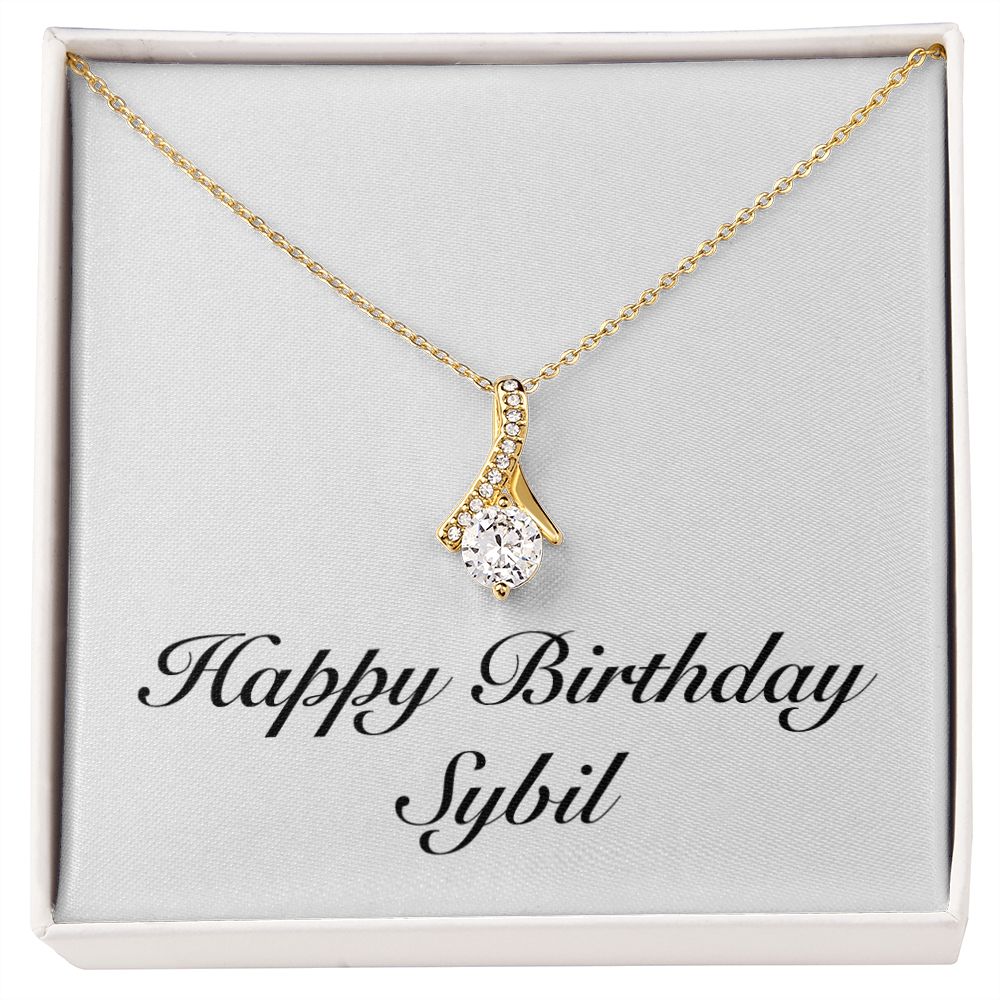 Happy Birthday Sybil - 18K Yellow Gold Finish Alluring Beauty Necklace