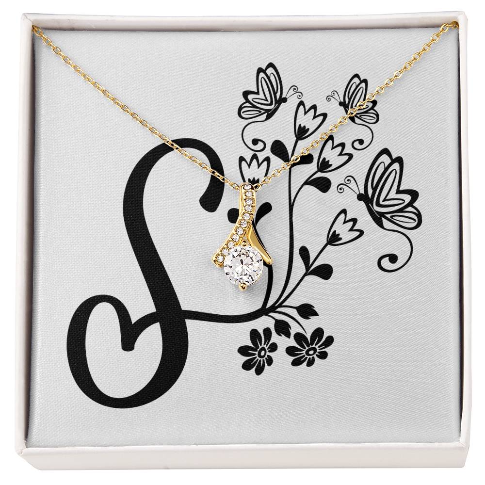 Botanical Monogram S - 18K Yellow Gold Finish Alluring Beauty Necklace