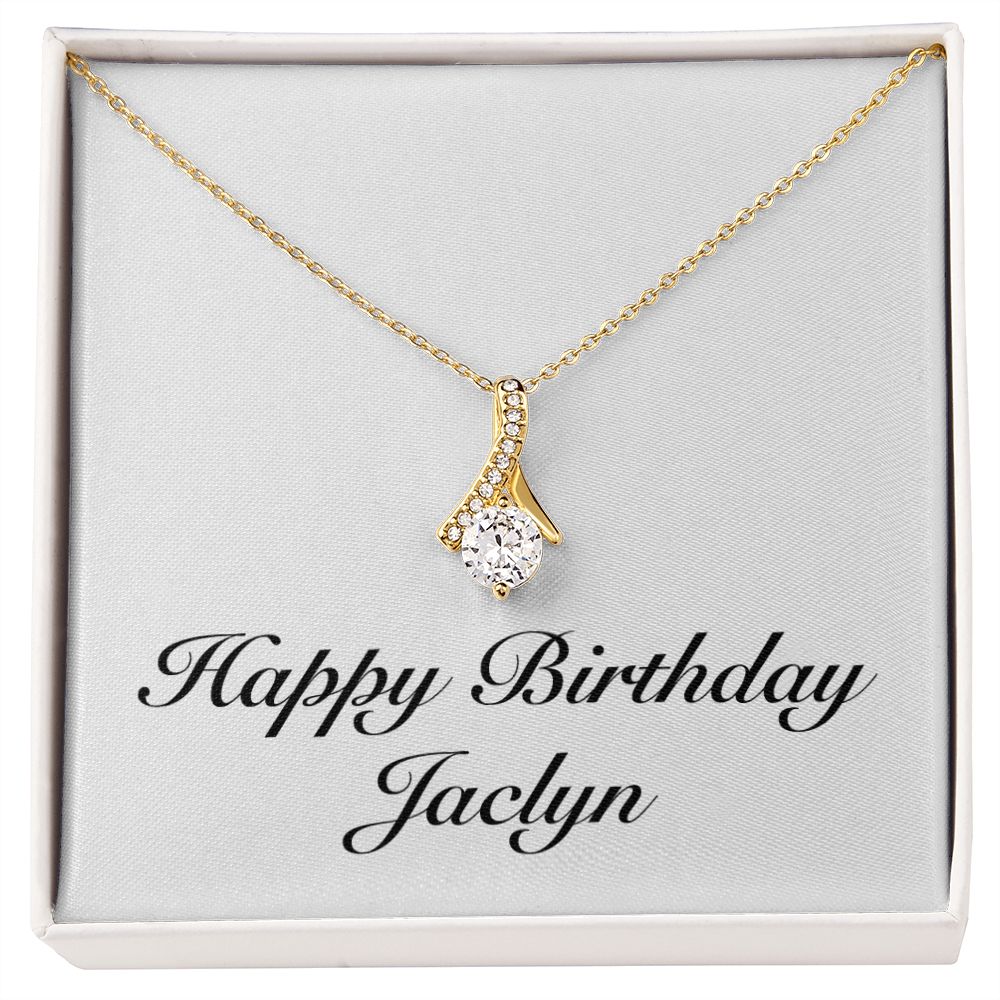 Happy Birthday Jaclyn - 18K Yellow Gold Finish Alluring Beauty Necklace