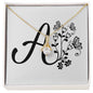 Botanical Monogram A - 18K Yellow Gold Finish Alluring Beauty Necklace