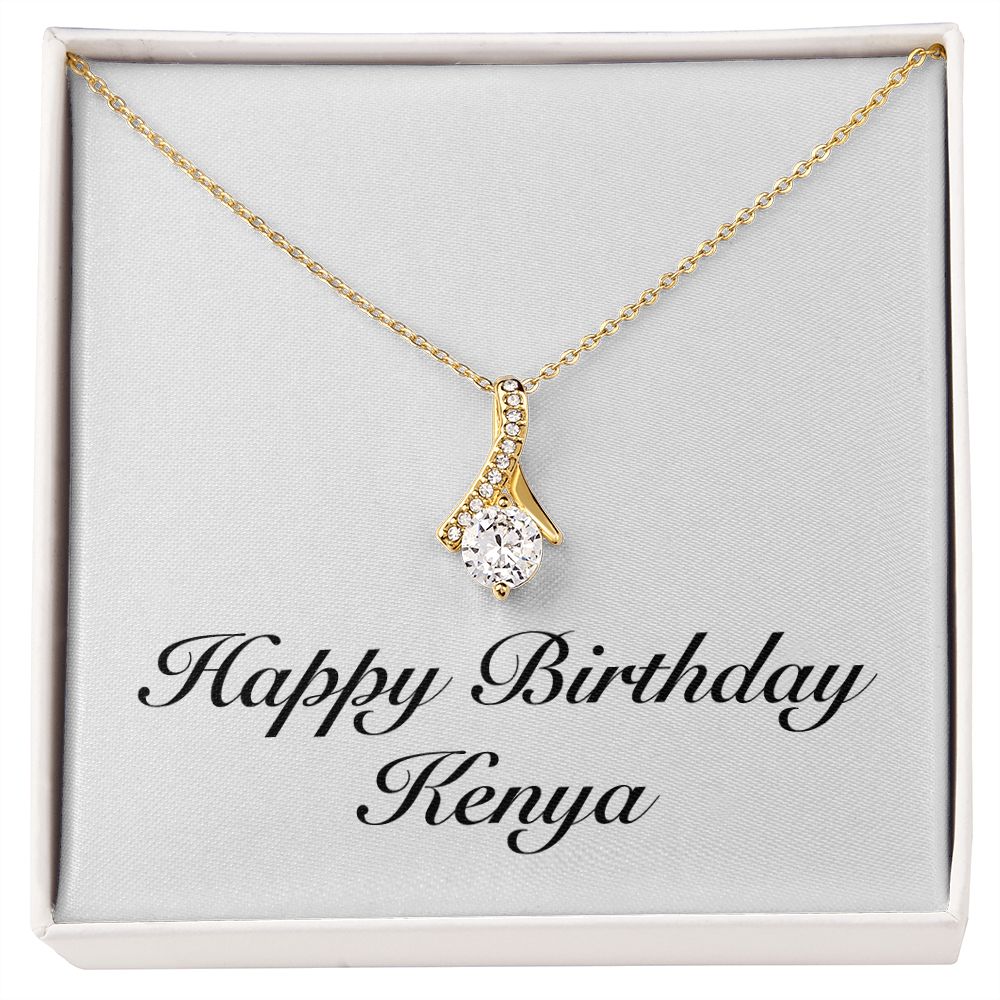 Happy Birthday Kenya - 18K Yellow Gold Finish Alluring Beauty Necklace