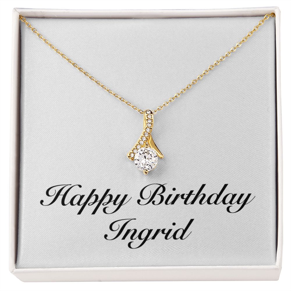 Happy Birthday Ingrid - 18K Yellow Gold Finish Alluring Beauty Necklace