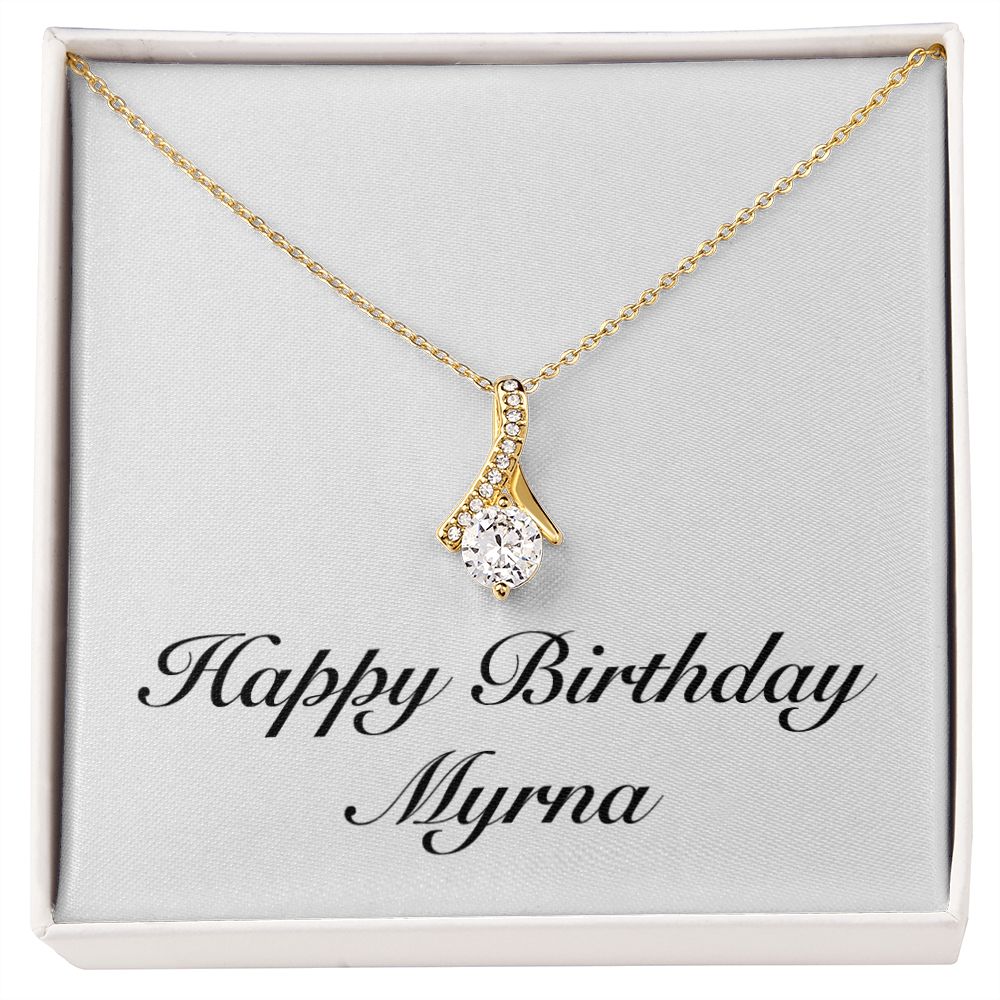 Happy Birthday Myrna - 18K Yellow Gold Finish Alluring Beauty Necklace