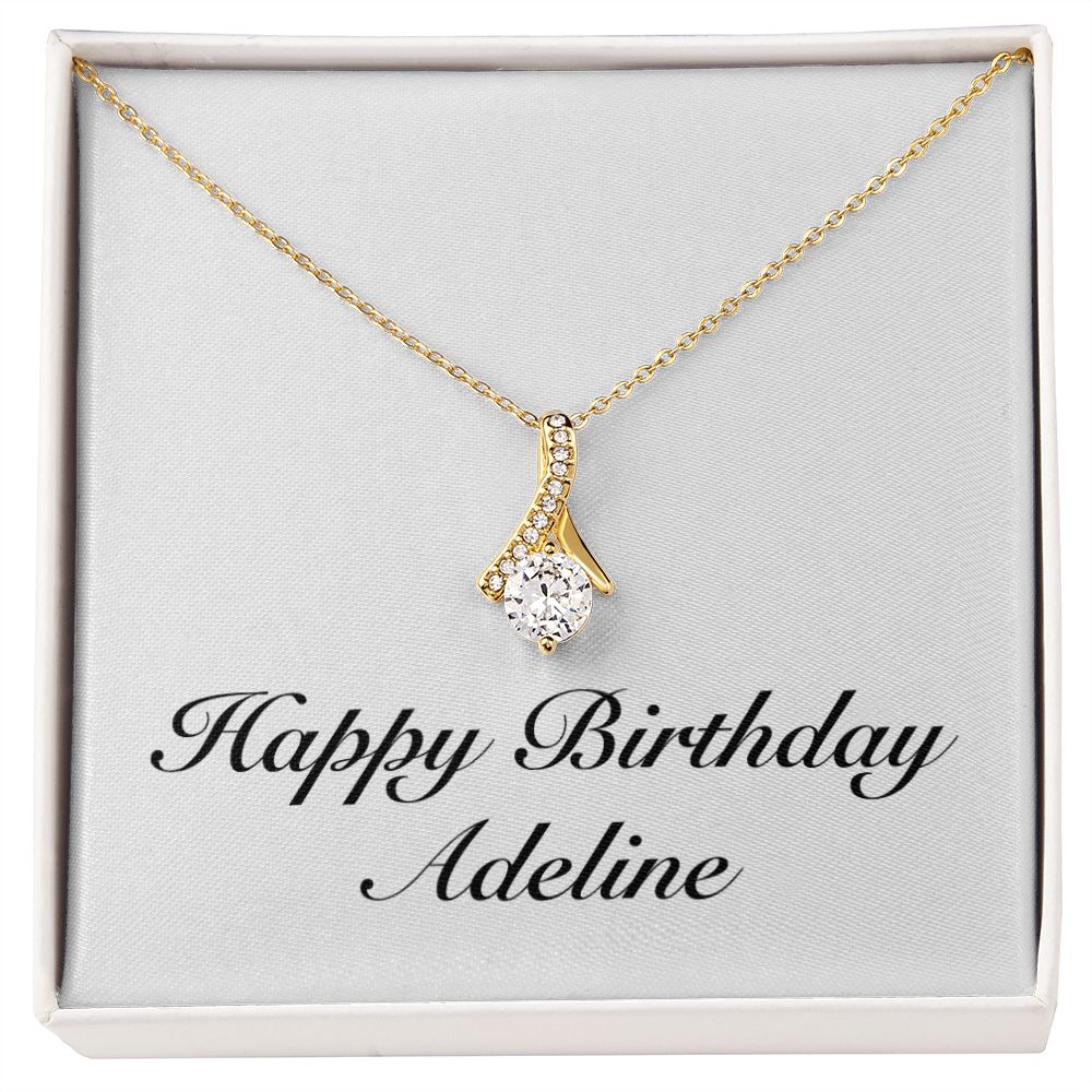 Happy Birthday Adeline - 18K Yellow Gold Finish Alluring Beauty Necklace