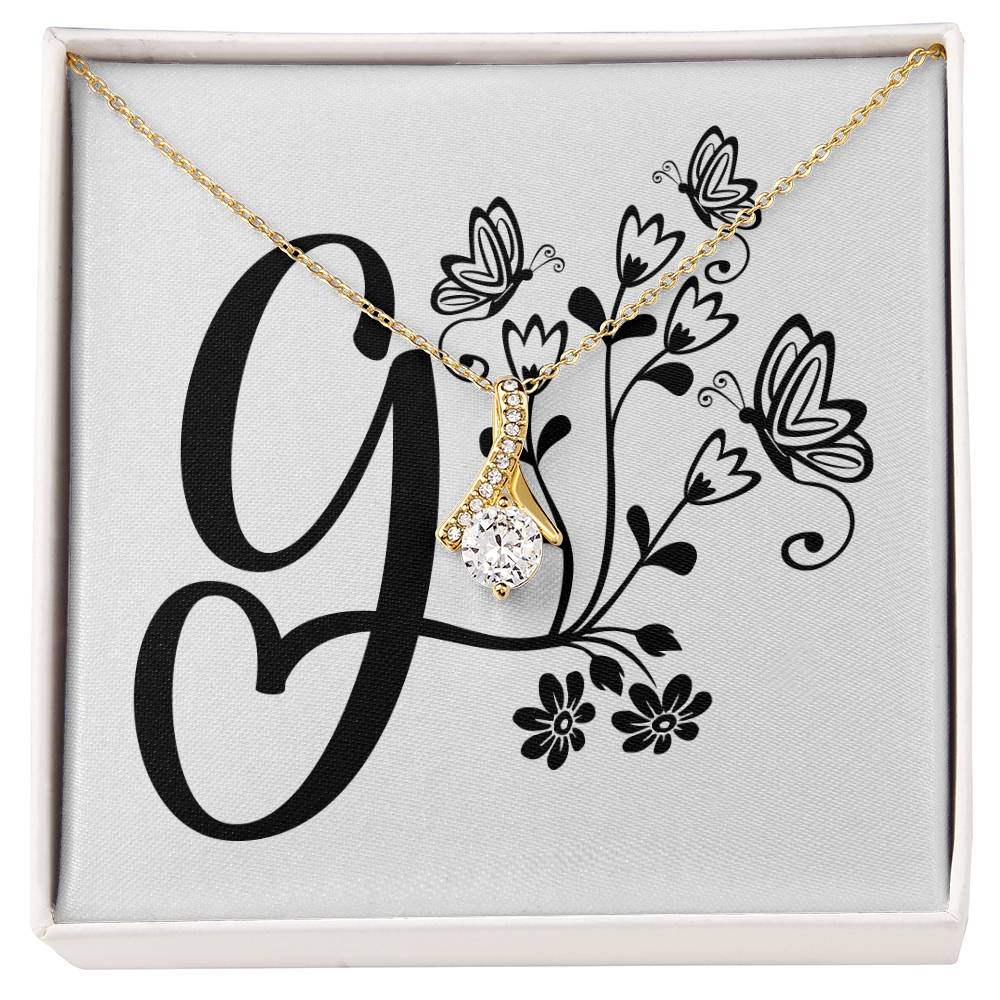 Botanical Monogram G - 18K Yellow Gold Finish Alluring Beauty Necklace