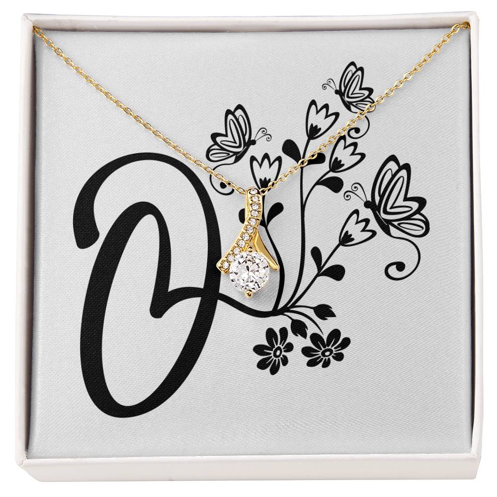 Botanical Monogram O - 18K Yellow Gold Finish Alluring Beauty Necklace